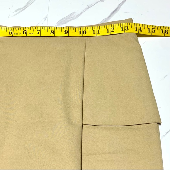 Zara Khaki High Waisted Stretchy Pencil Cut Skirt With Details On Hips Small - Picture 8 of 10